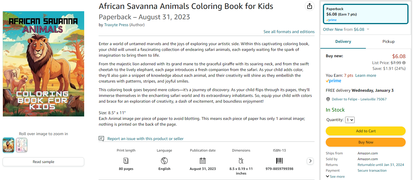 Colorful and Wild: Animal coloring book for Young Boys and Girls that love Animals!